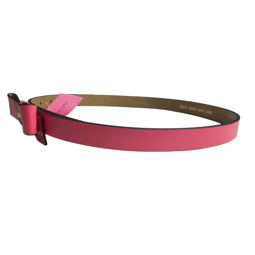 Kate Spade Bow Leather Belt in Pale Peach small